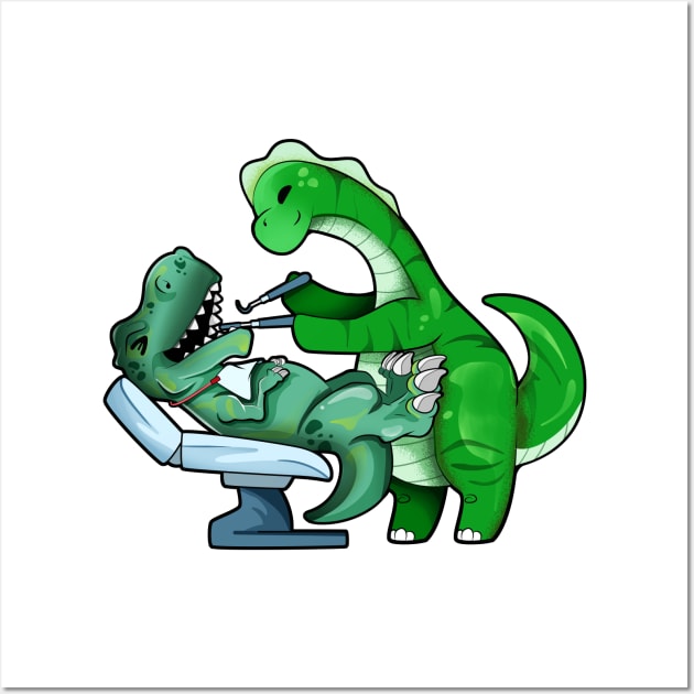 TREX at Brachiosaurus dentist Wall Art by Modern Medieval Design